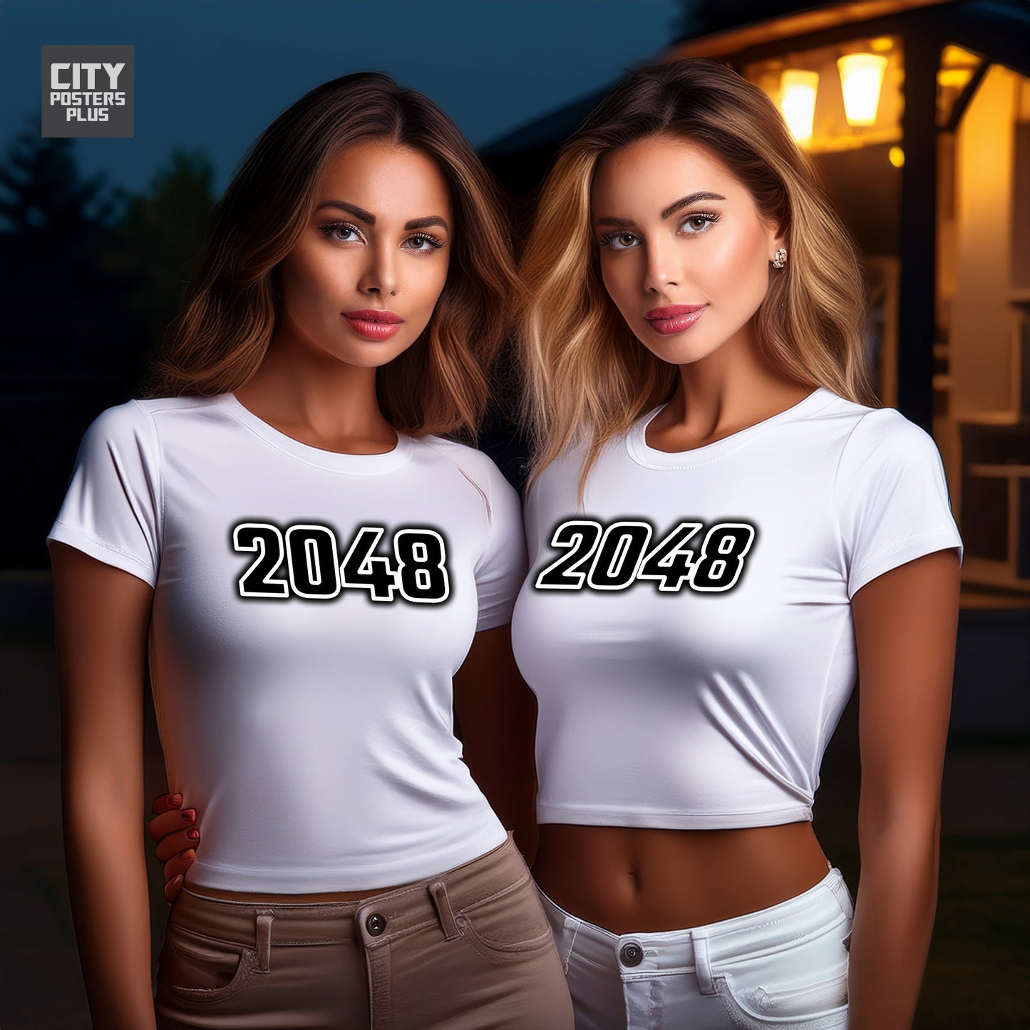 2048 Year Women Crop Top (White)