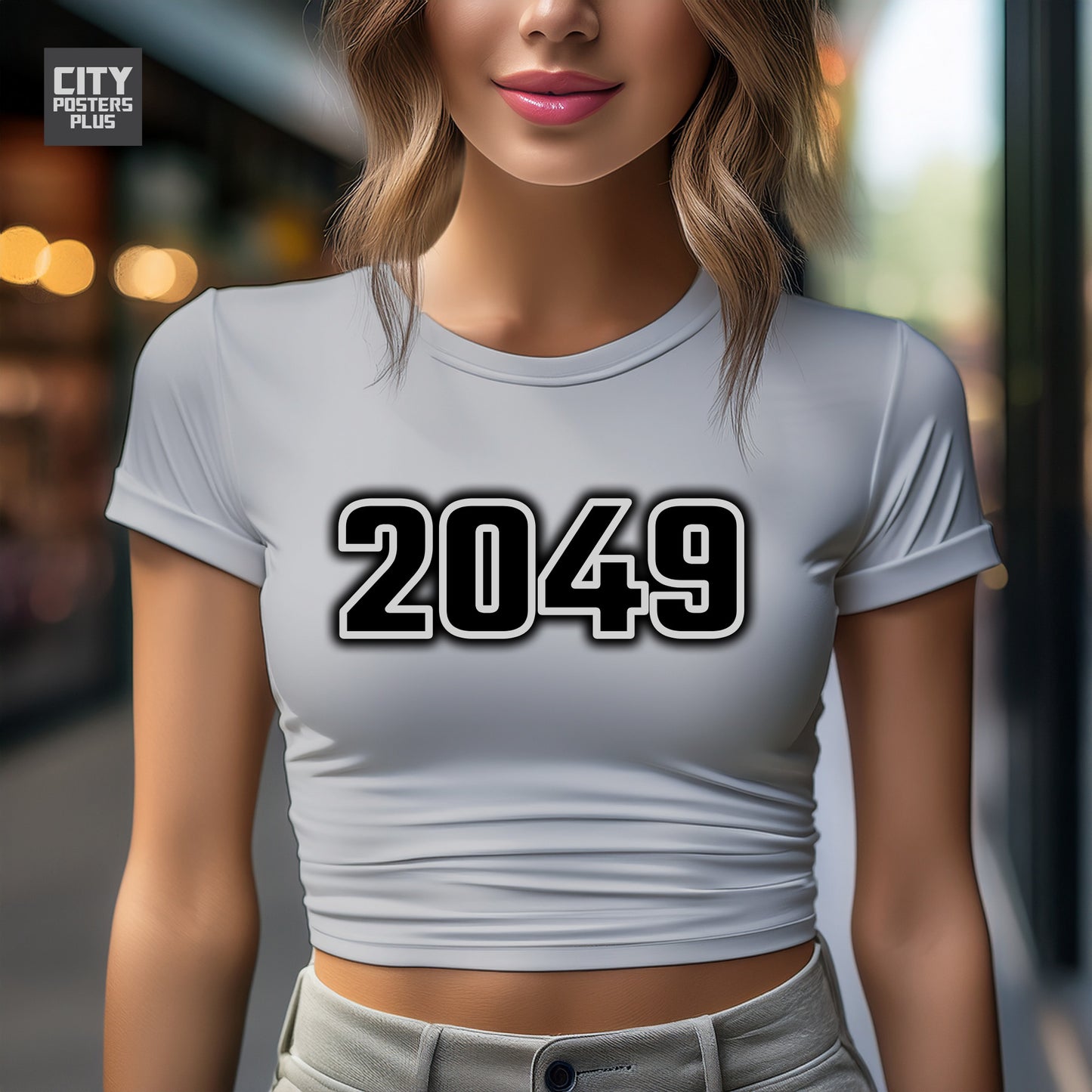 2049 Year Women Crop Top (Melange Grey)