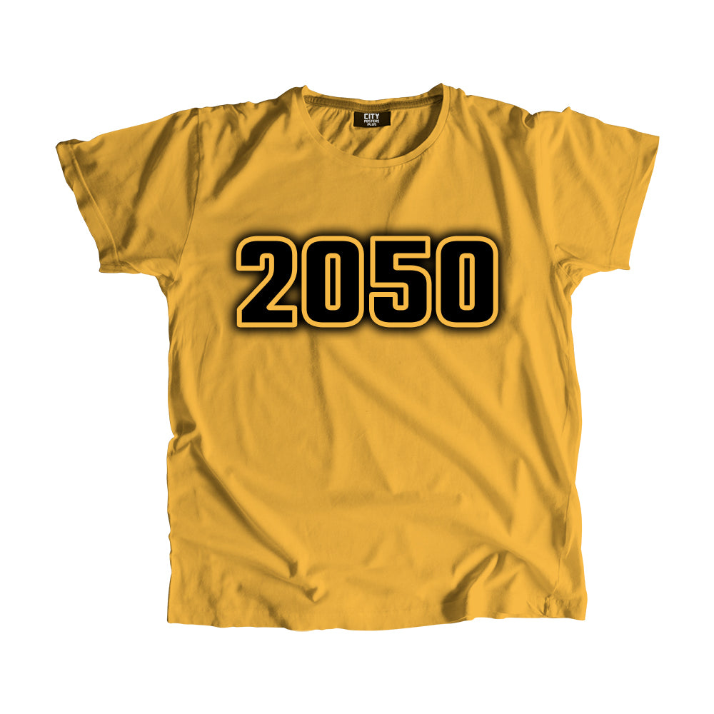 2050 Year Men Unisex T-Shirt (Golden Yellow)