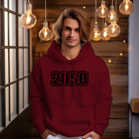 2050 Year Men Unisex Hoodie (Maroon)