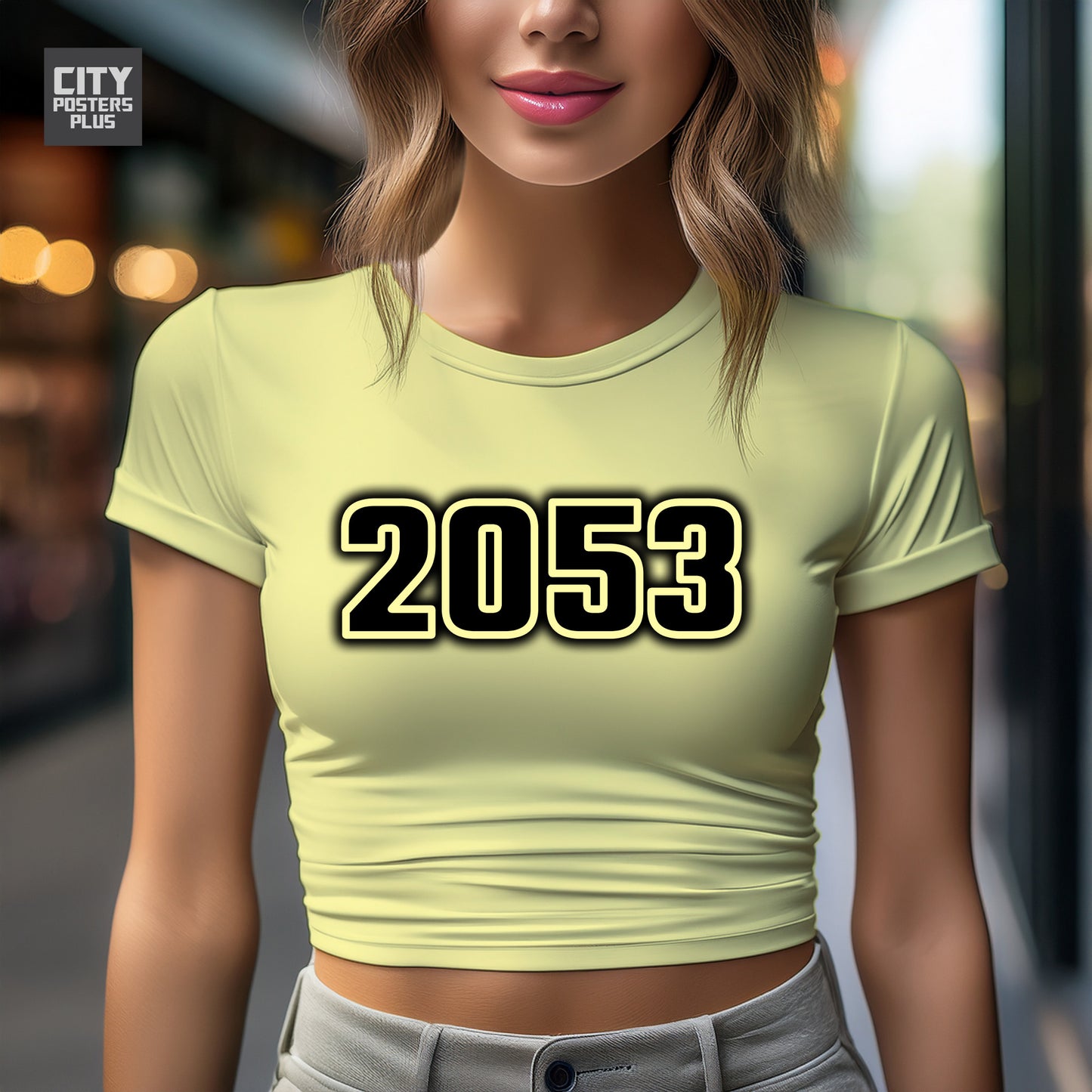 2053 Year Women Crop Top (Butter Yellow)
