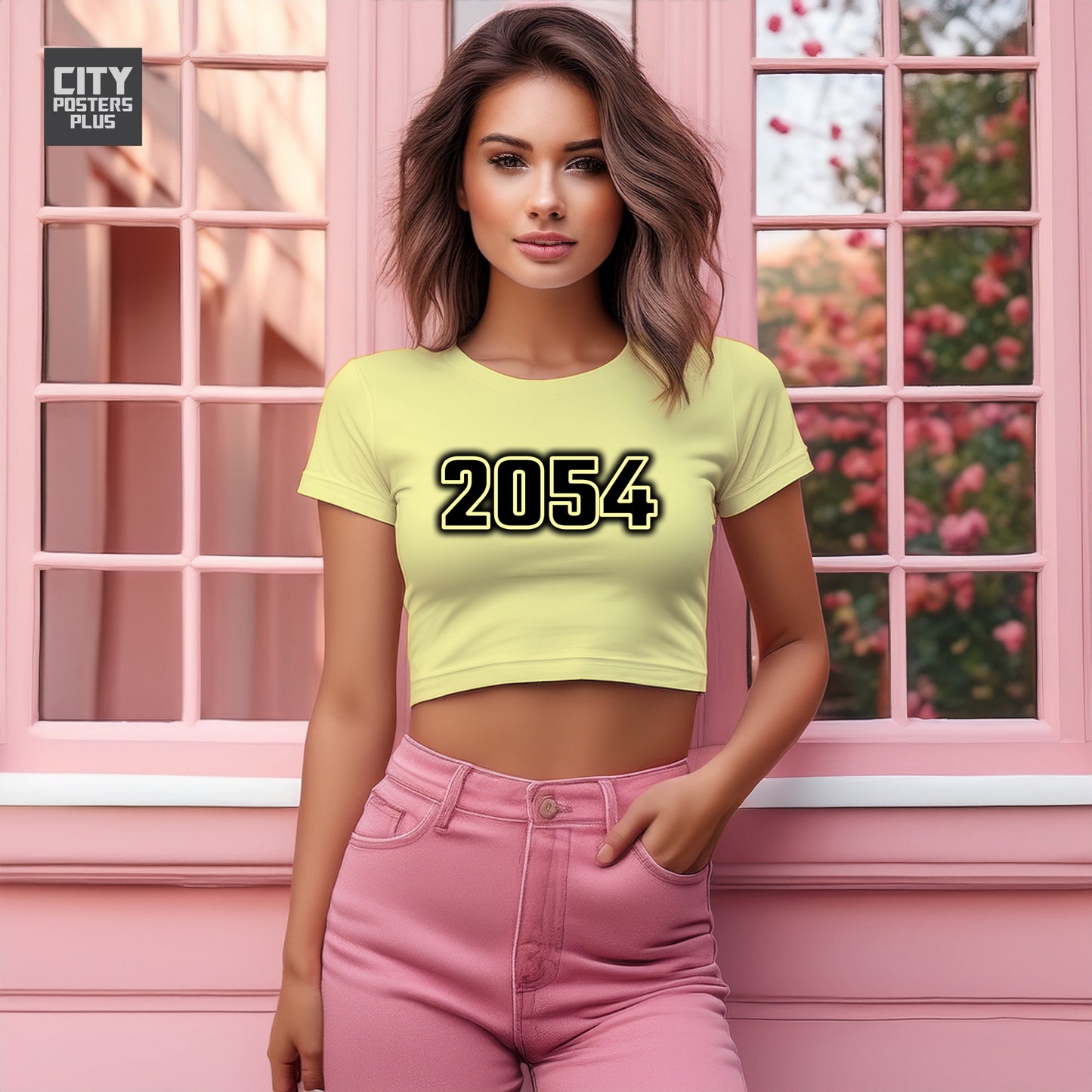 2054 Year Women Crop Top (Butter Yellow)