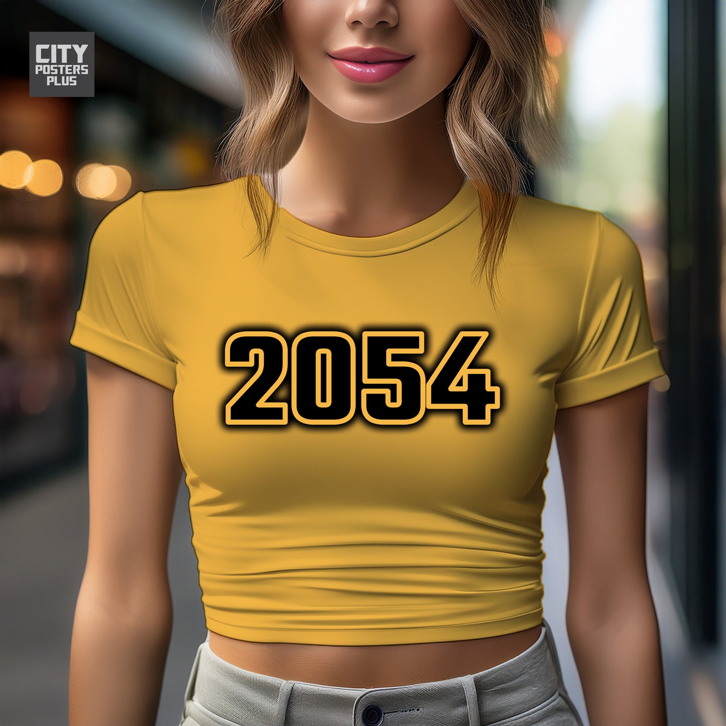 2054 Year Women Crop Top (Golden Yellow)