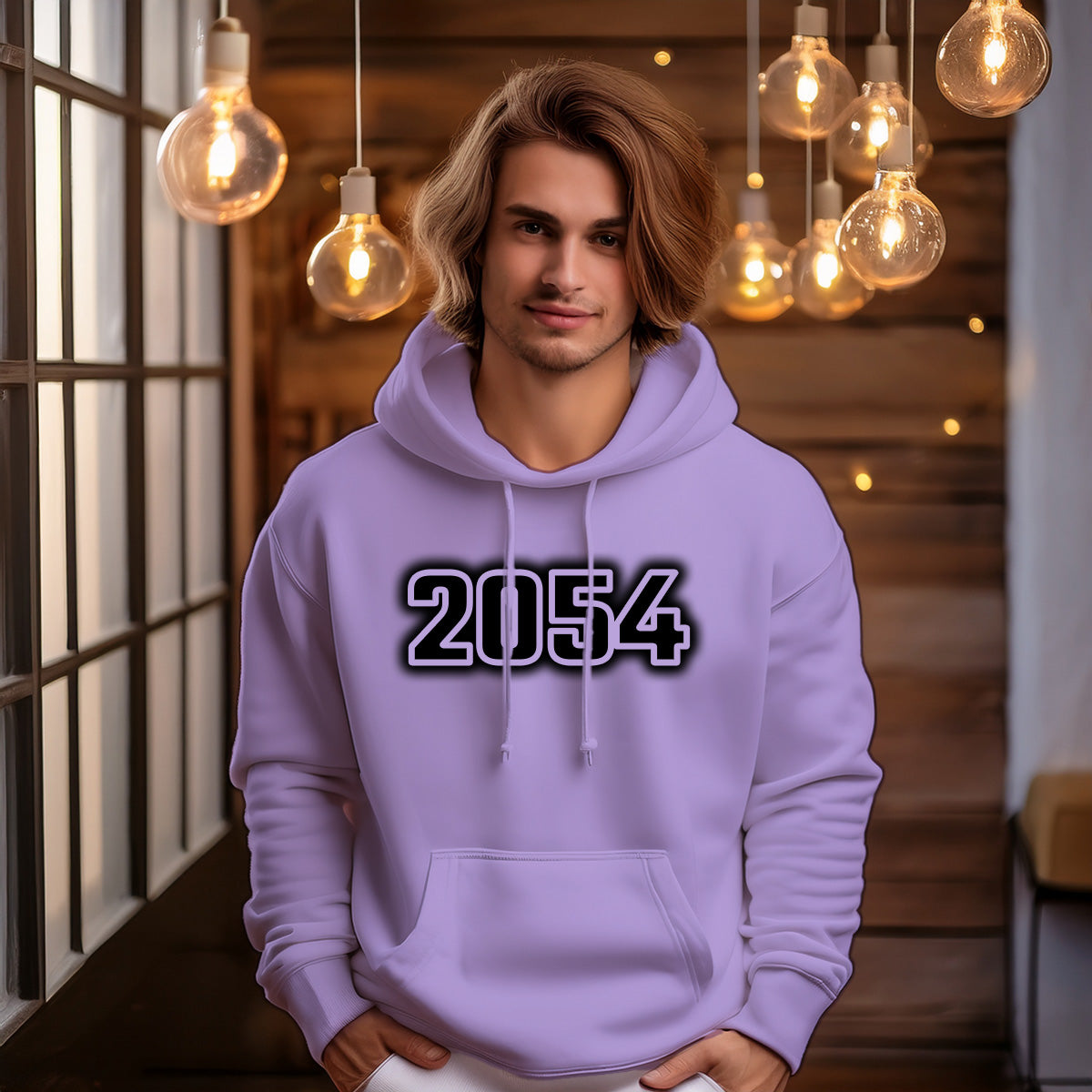 2054 Year Men Unisex Hoodie (Iris Lavender)