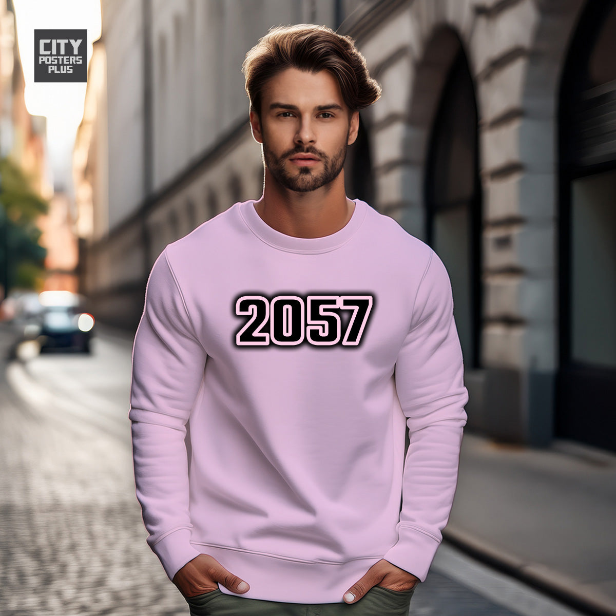 2057 Year Men Unisex Sweatshirt (Light Pink)