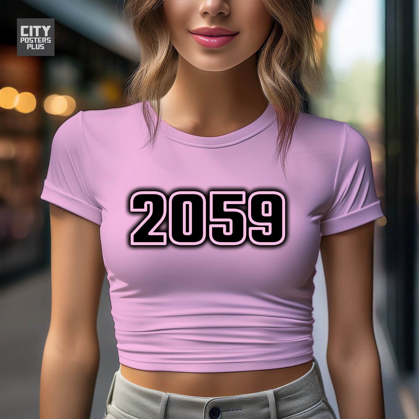 2059 Year Women Crop Top (Light Pink)