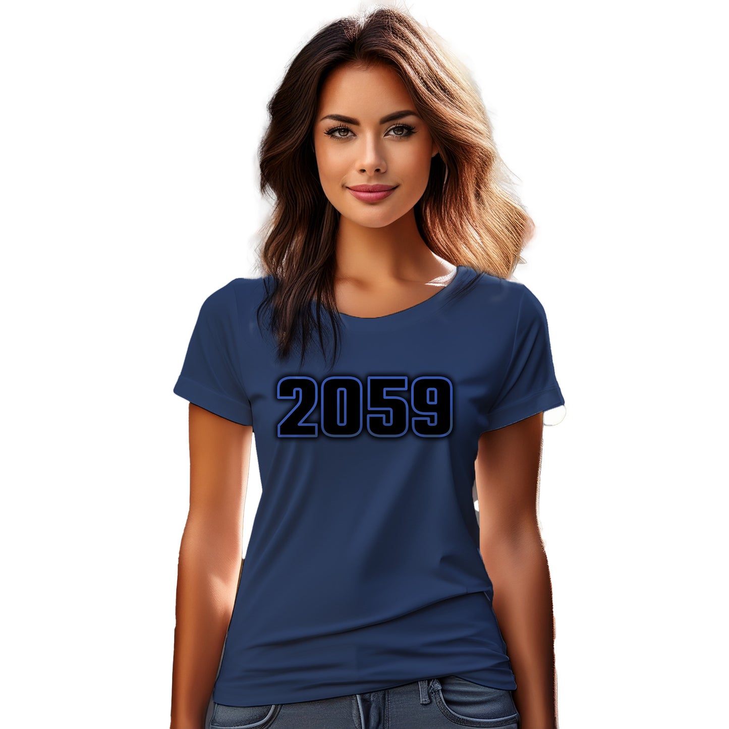 2059 Year Women T-Shirt (Navy Blue)