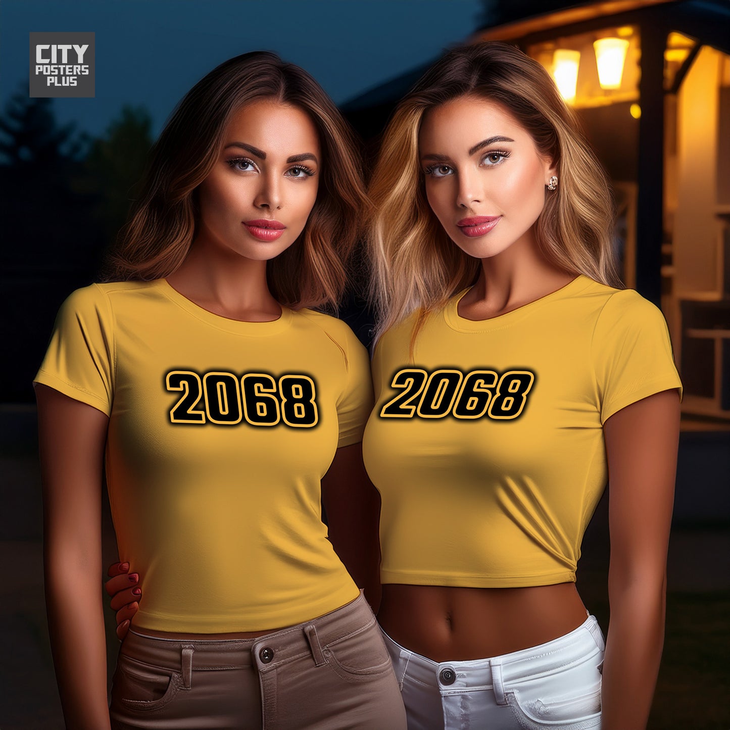 2068 Year Women Crop Top (Golden Yellow)