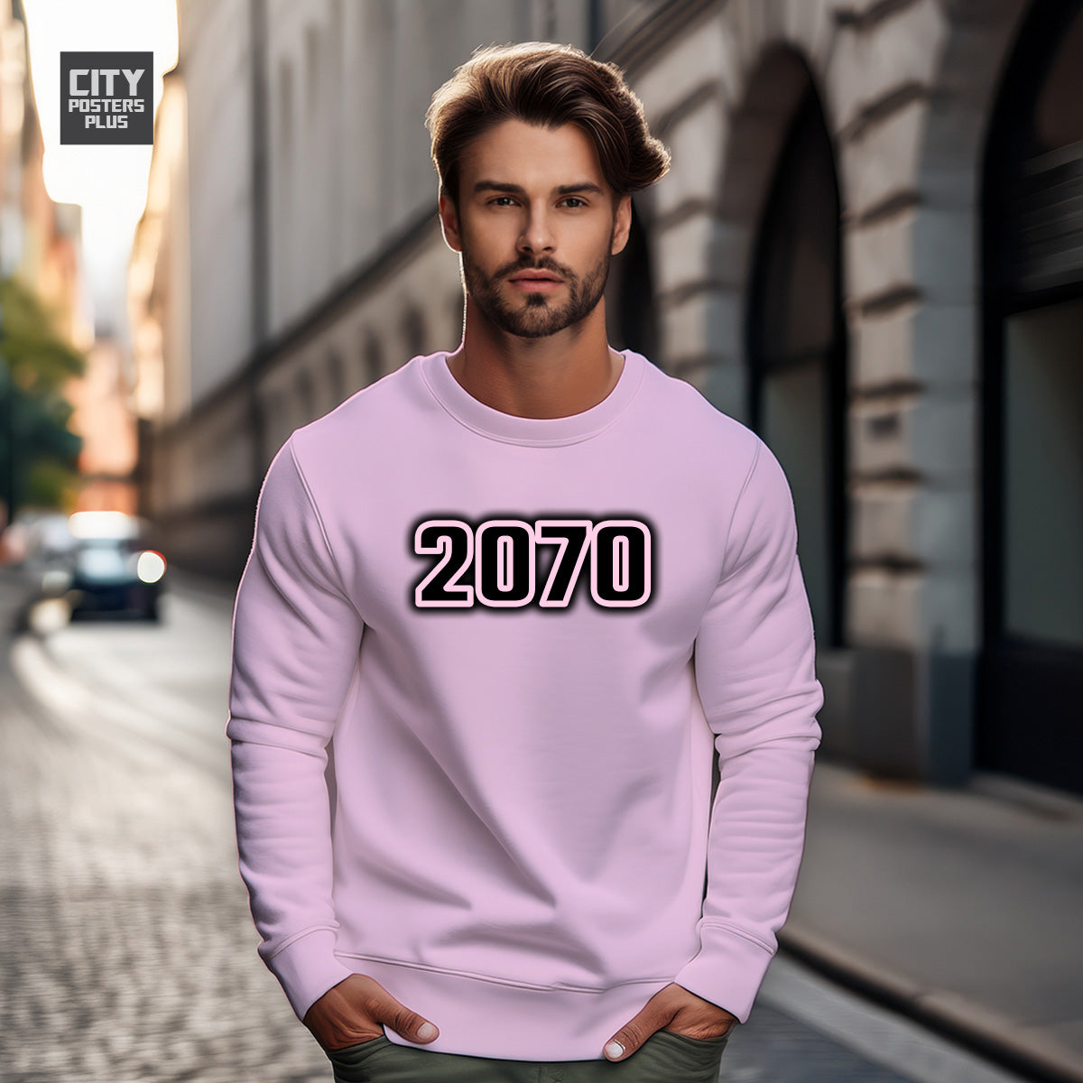 2070 Year Men Unisex Sweatshirt (Light Pink)