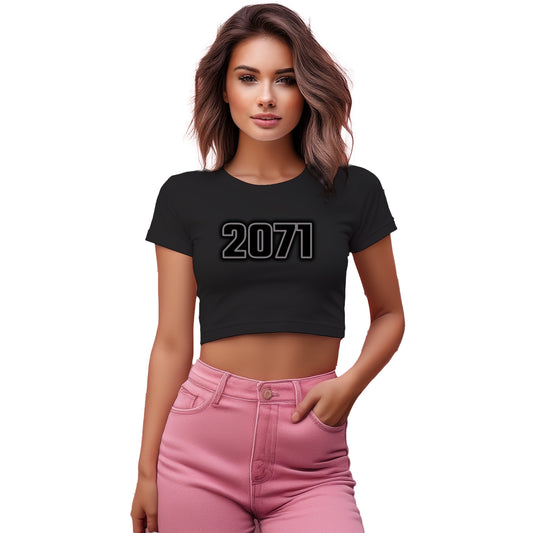 2071 Year Women Crop Top (Black)