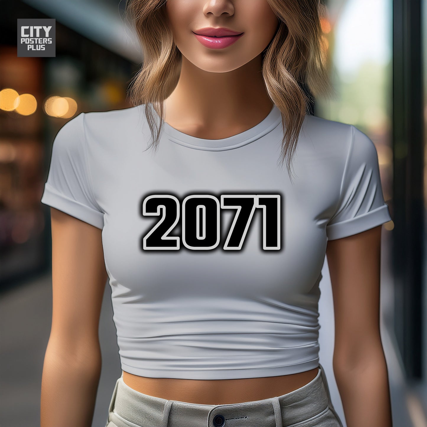 2071 Year Women Crop Top (Melange Grey)