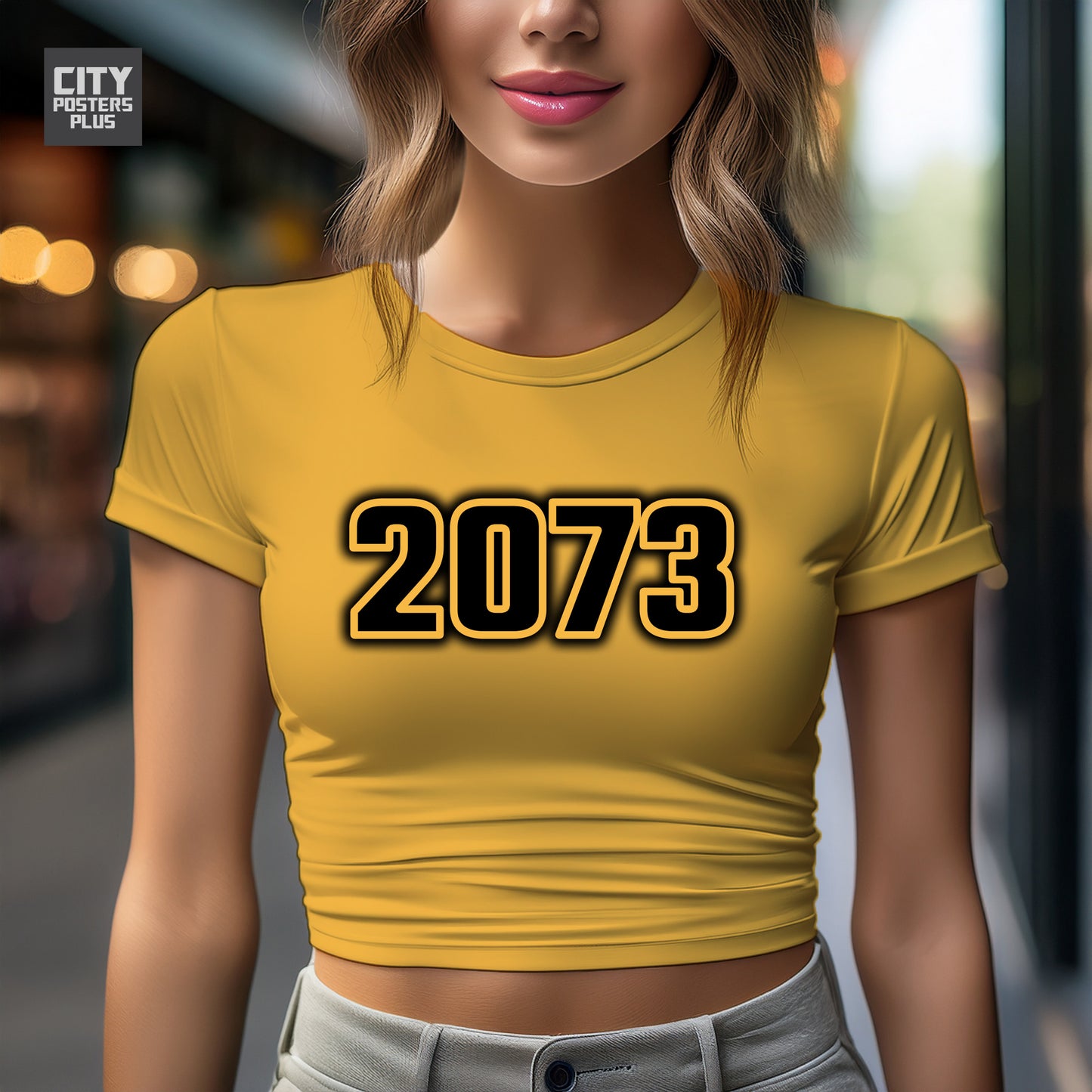 2073 Year Women Crop Top (Golden Yellow)
