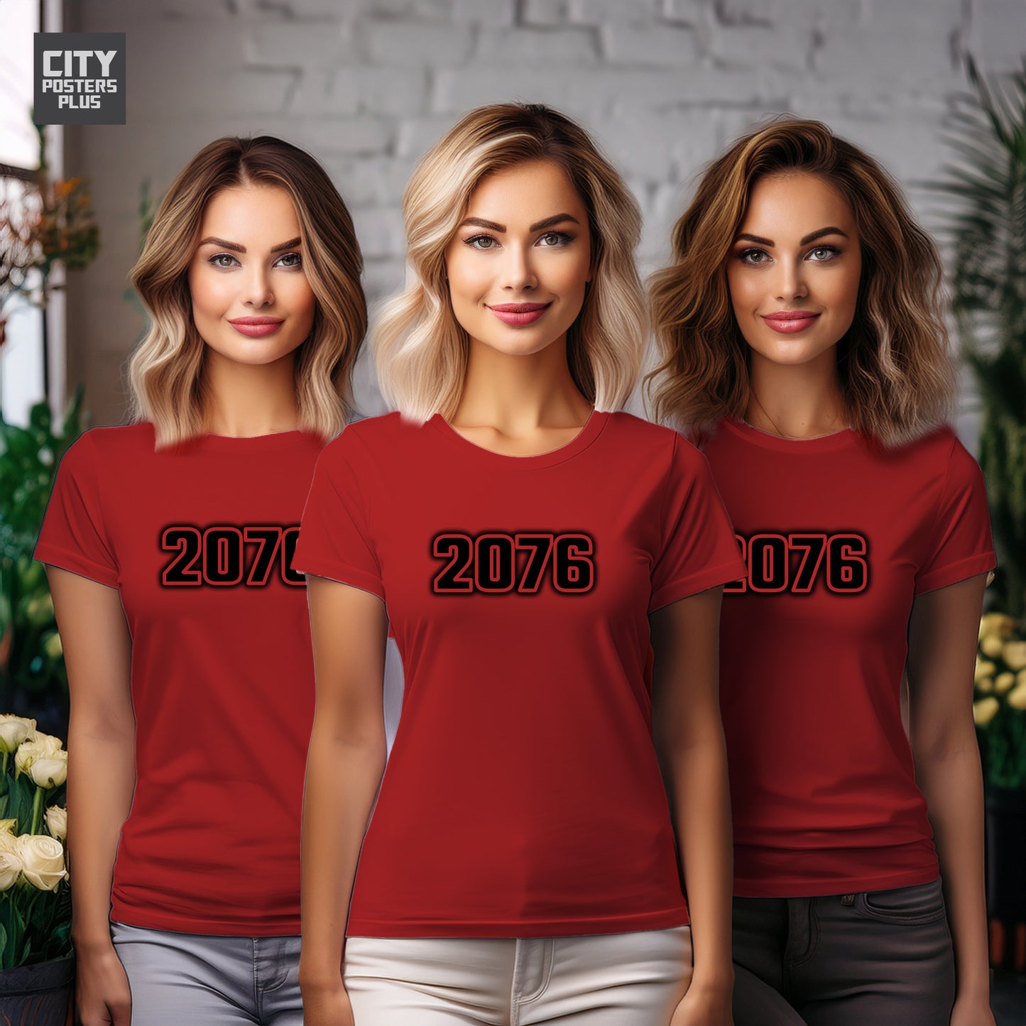 2076 Year Women T-Shirt (Red)