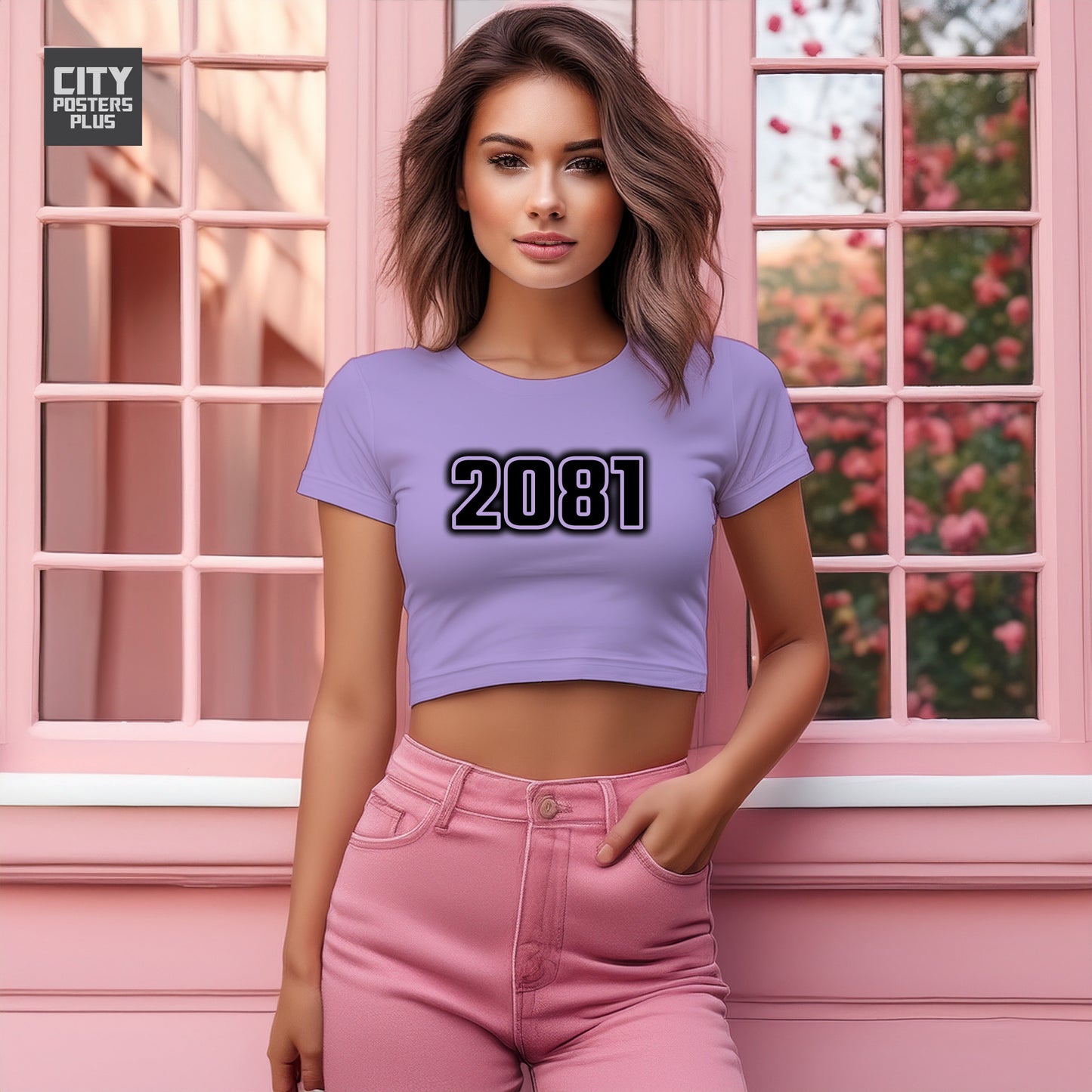 2081 Year Women Crop Top (Iris Lavender)