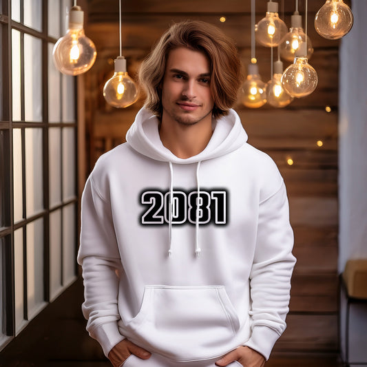 2081 Year Men Unisex Hoodie (White)