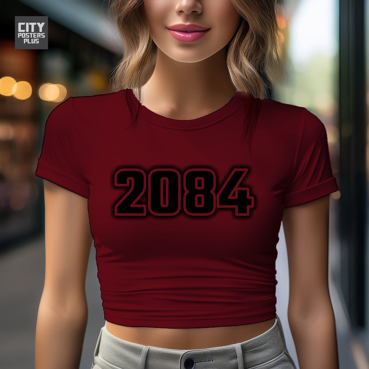 2084 Year Women Crop Top (Maroon)