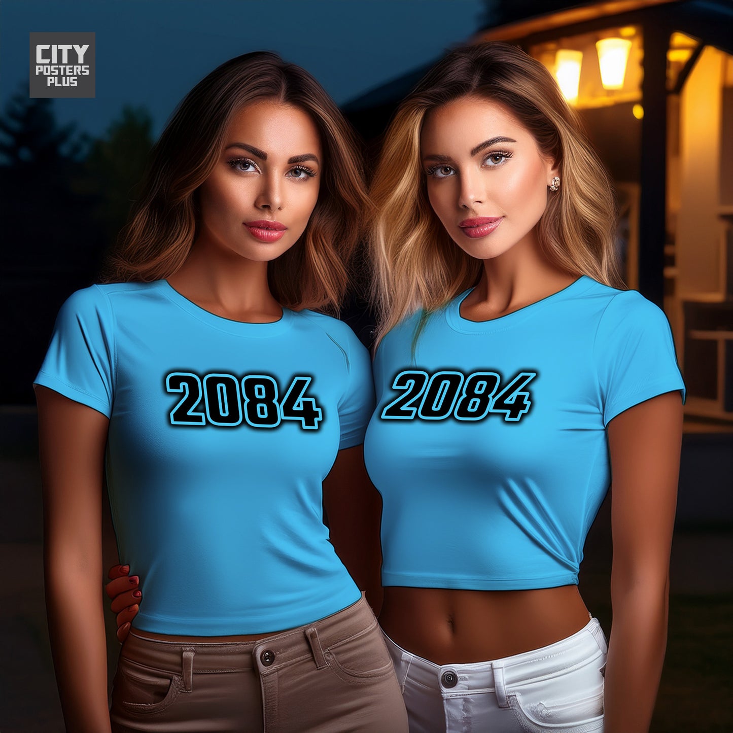 2084 Year Women Crop Top (Sky Blue)
