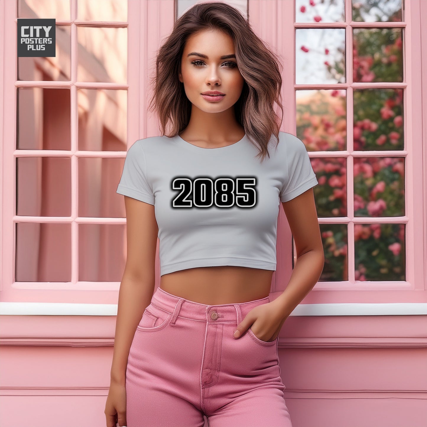 2085 Year Women Crop Top (Melange Grey)