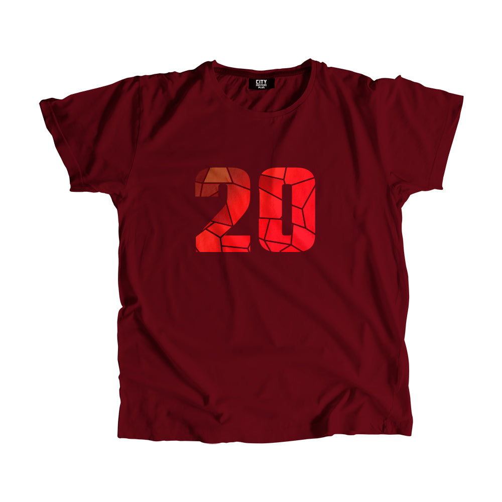 20 Number Men Unisex T-Shirt (Maroon)