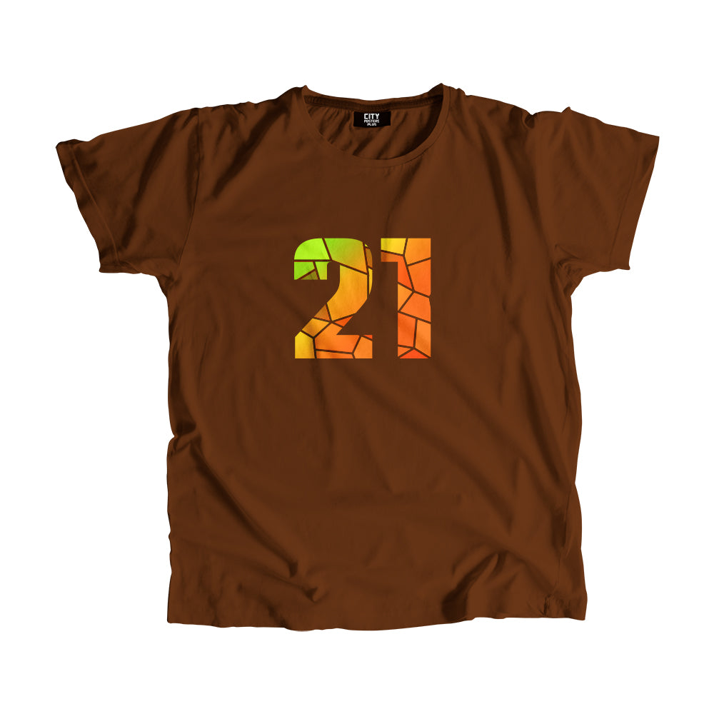 21 Number Men Unisex T-Shirt (Brown)