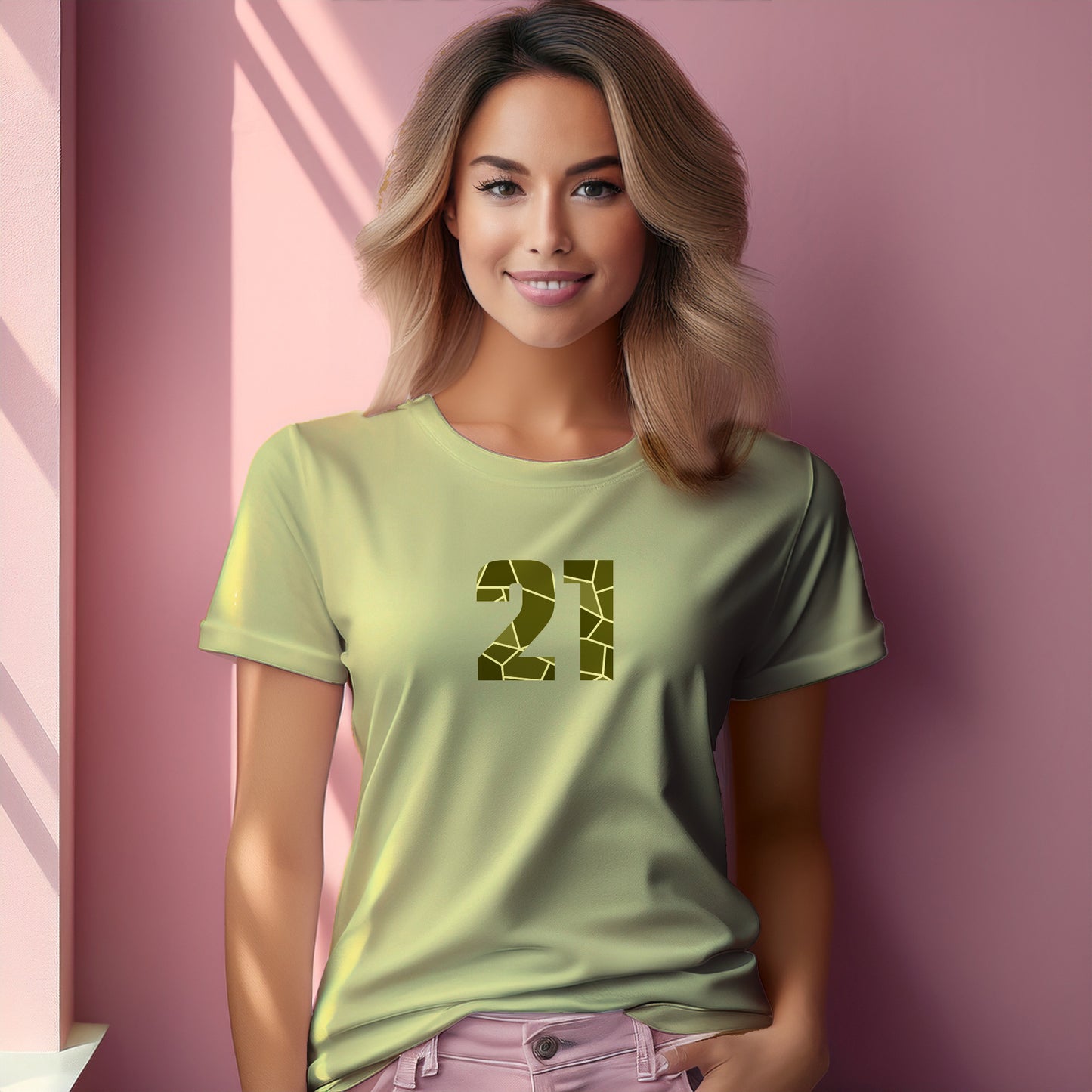 21 Number Women T-Shirt (Butter Yellow)