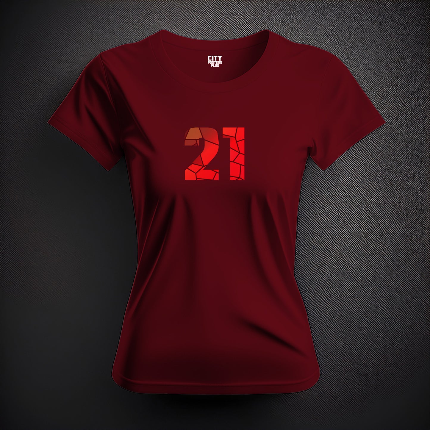 21 Number Women T-Shirt (Maroon)