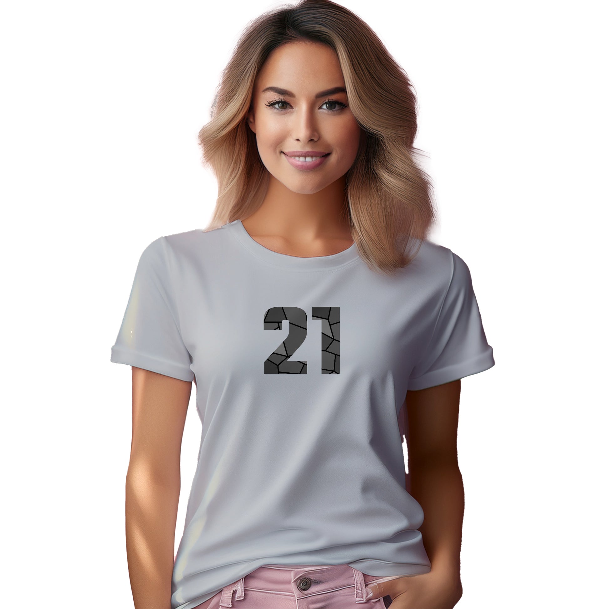 21 Number Women T-Shirt (Melange Grey)