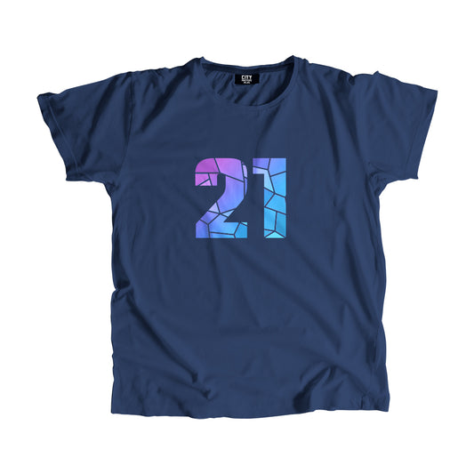 21 Number Men Unisex T-Shirt (Navy Blue)