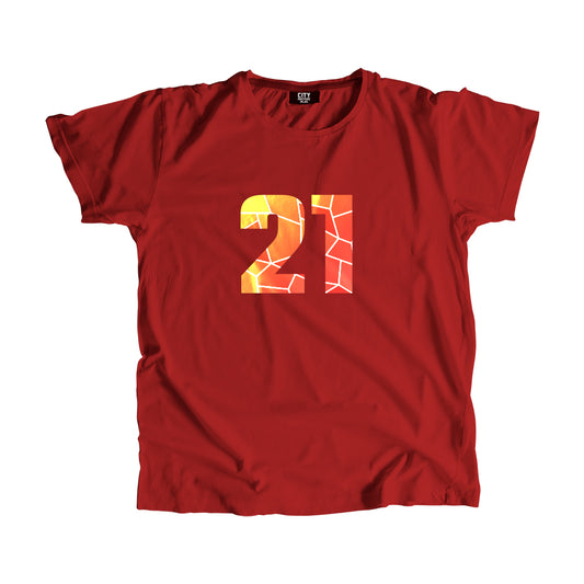 21 Number Men Unisex T-Shirt (Red)
