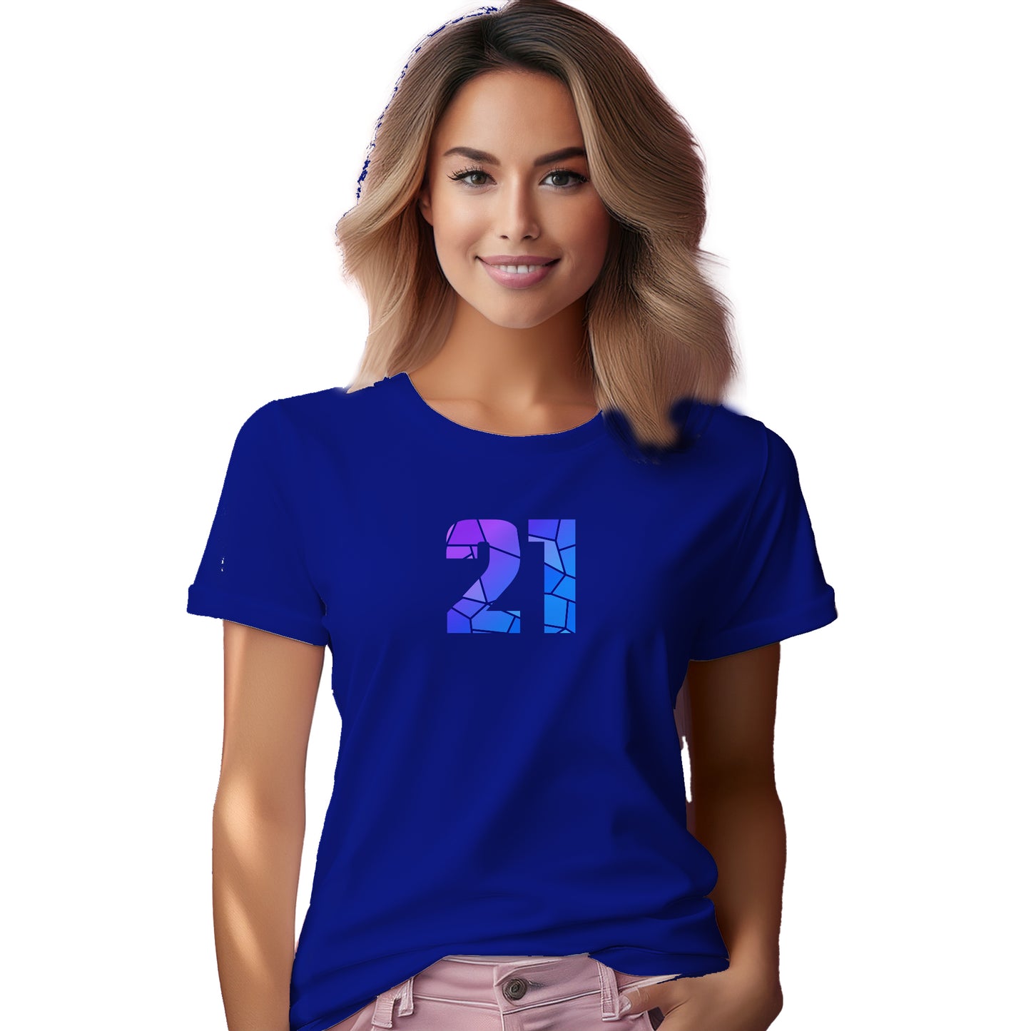 21 Number Women T-Shirt (Royal Blue)