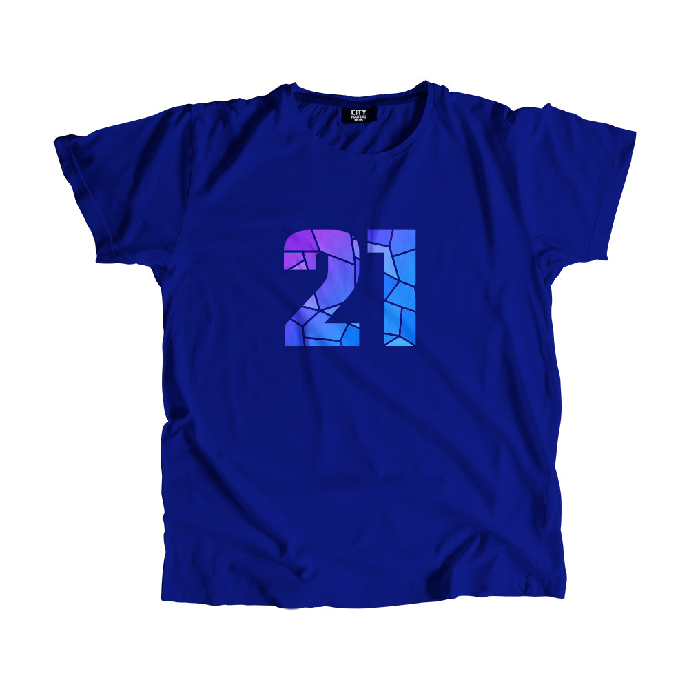 21 Number Men Unisex T-Shirt (Royal Blue)