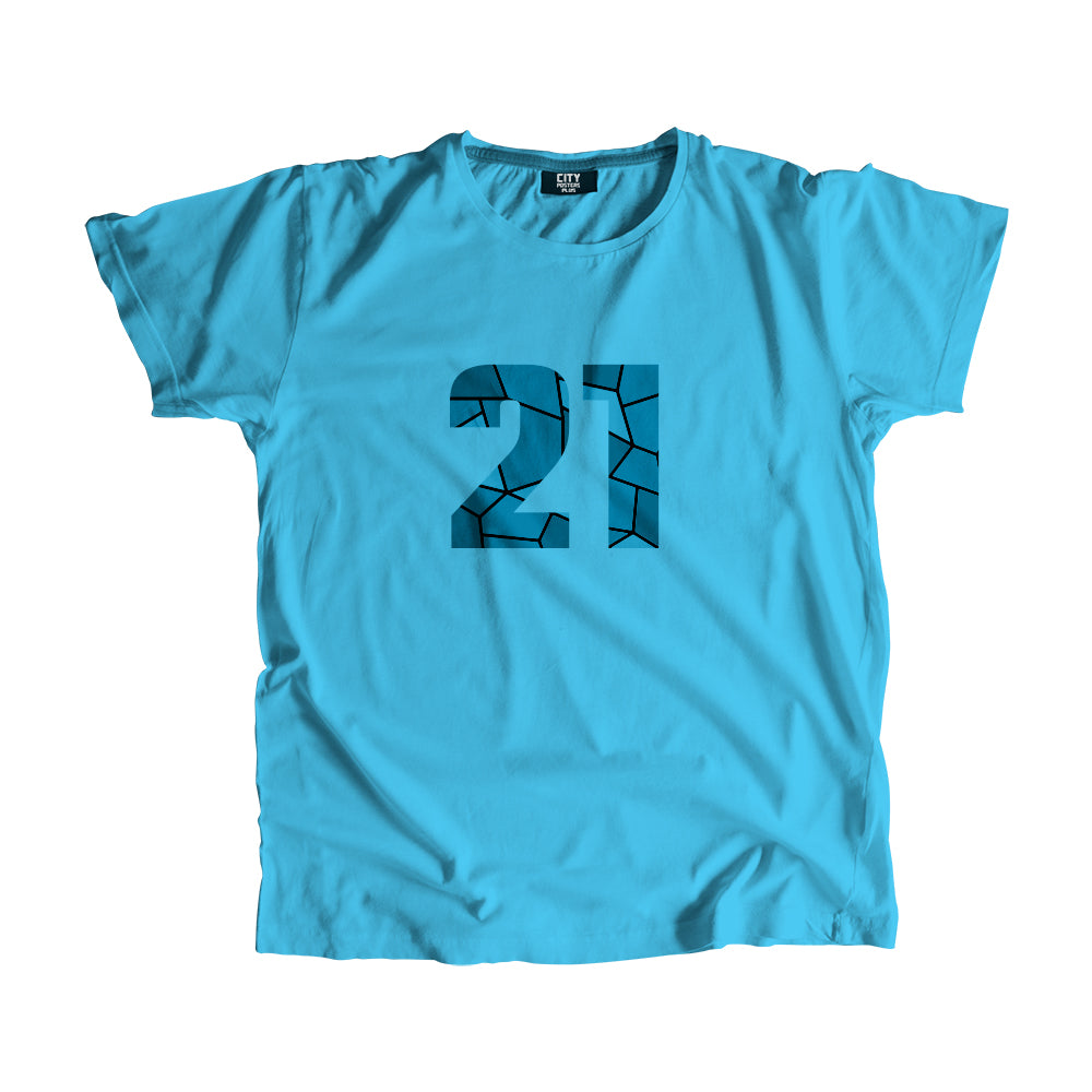 21 Number Men Unisex T-Shirt (Sky Blue)