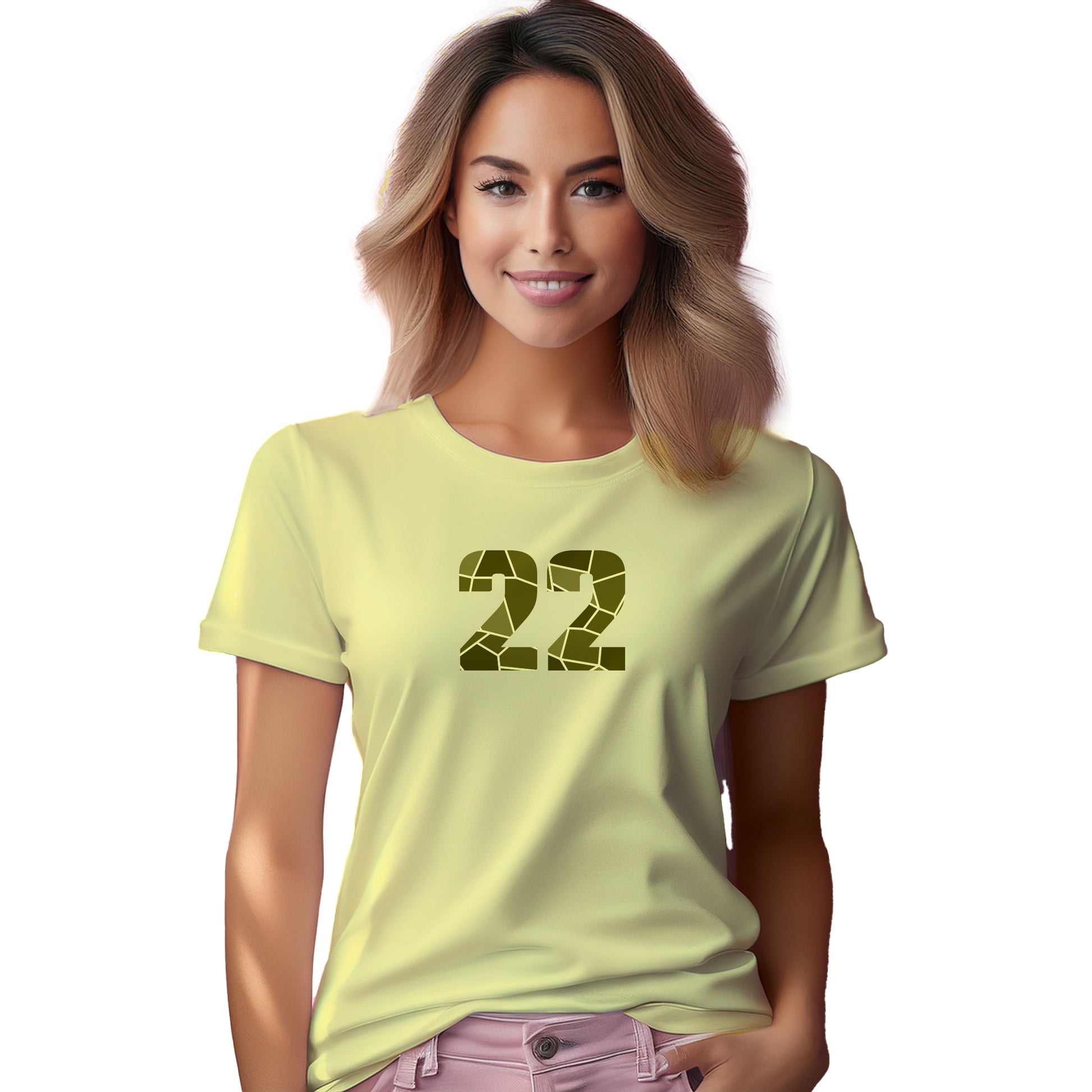 22 Number Women T-Shirt (Butter Yellow)