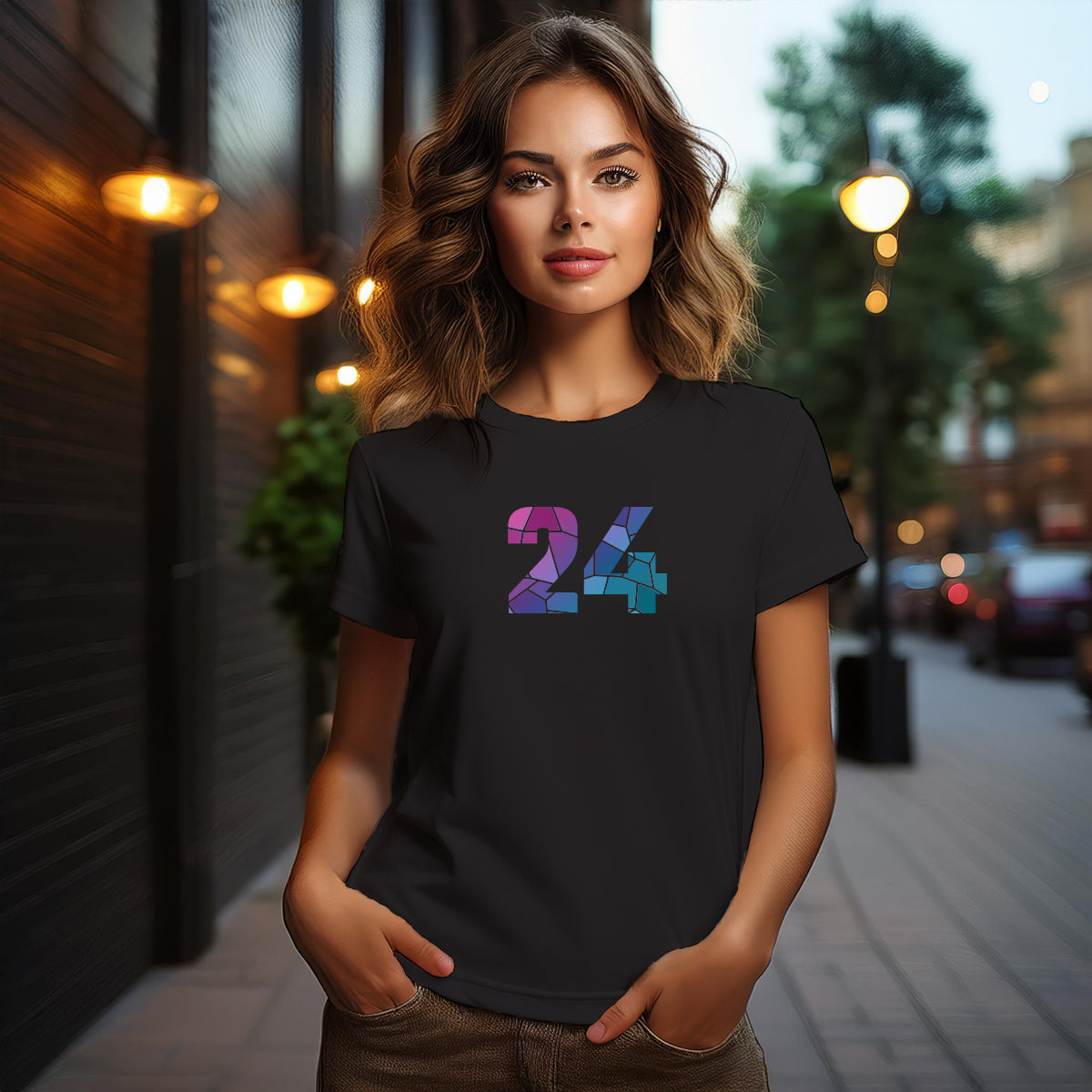 24 Number Women T-Shirt (Black)
