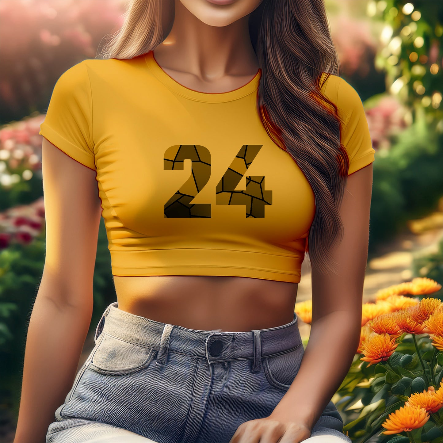 24 Number Women Crop Top (Golden Yellow)