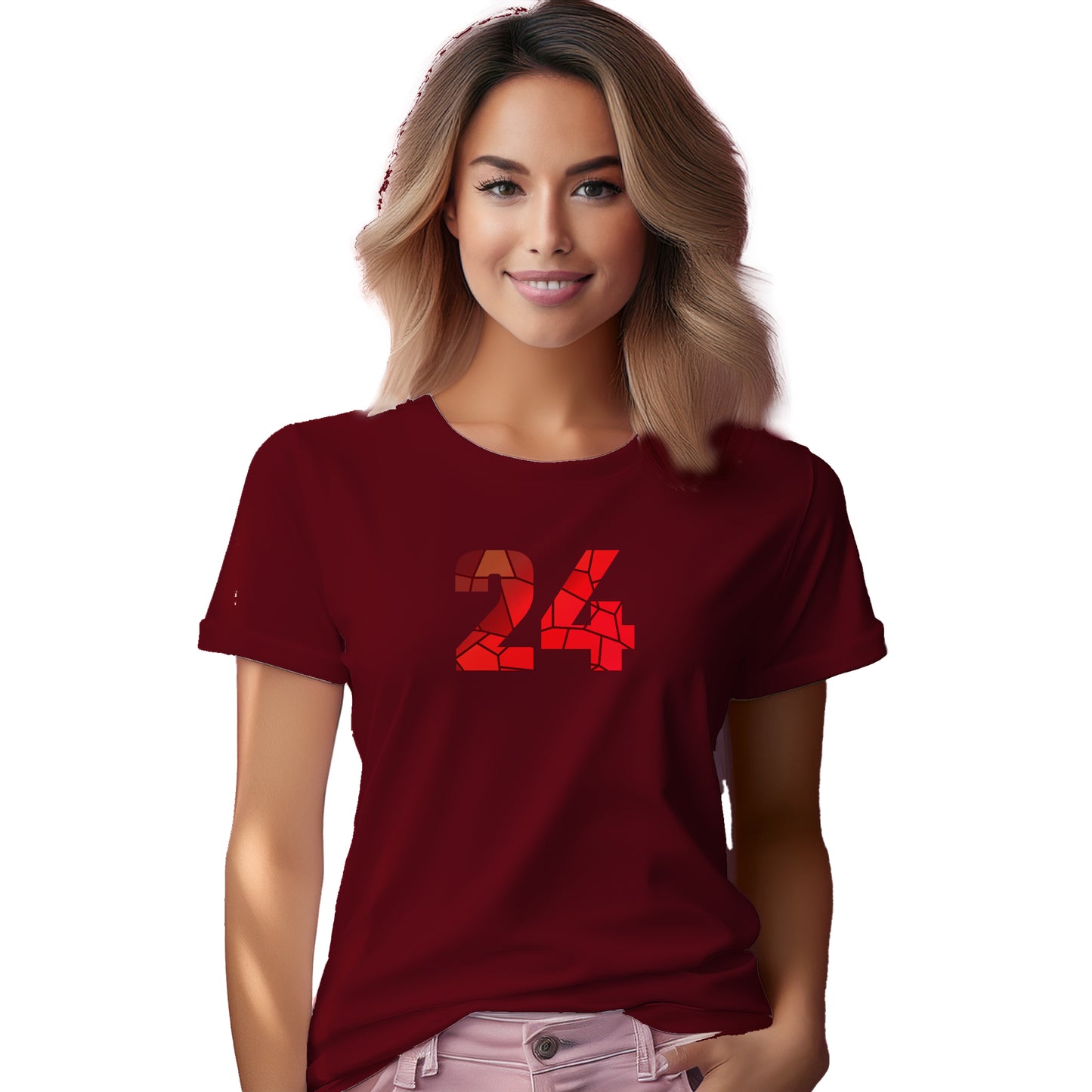 24 Number Women T-Shirt (Maroon)