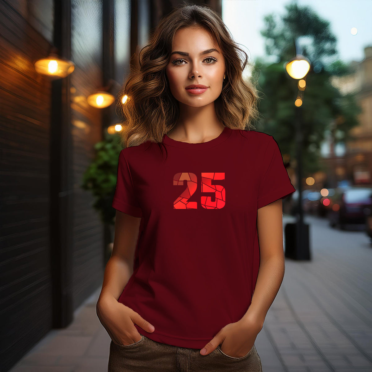 25 Number Women T-Shirt (Maroon)