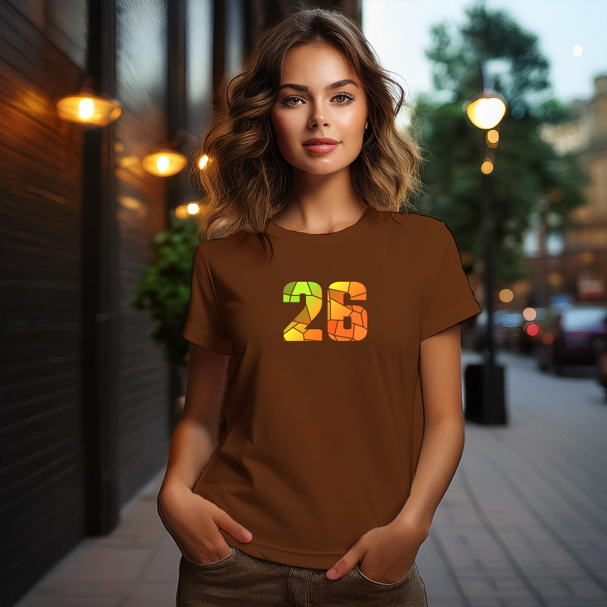 26 Number Women T-Shirt (Brown)