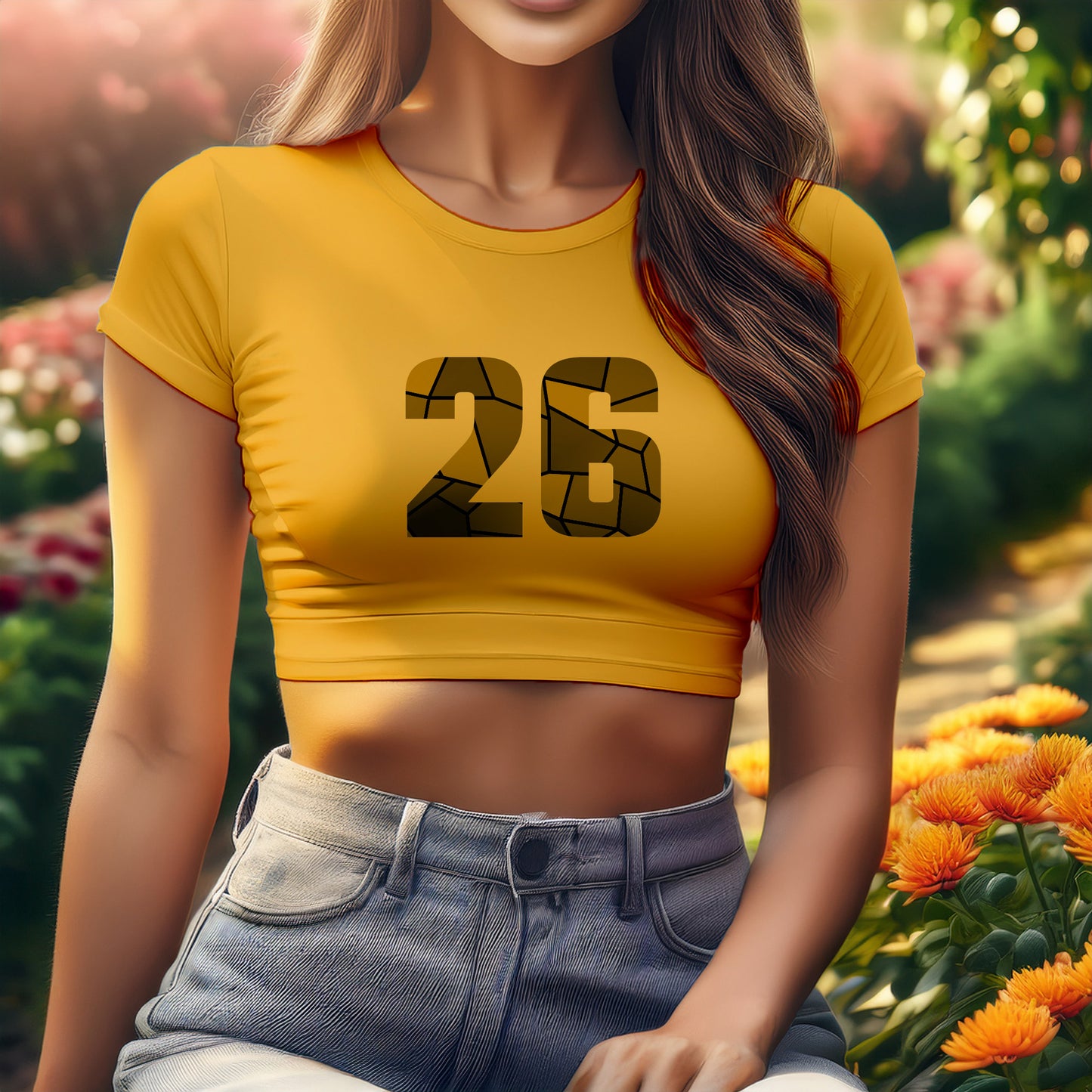 26 Number Women Crop Top (Golden Yellow)