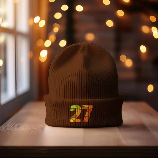 Beanies Plus 27 Number Beanie | Modern Numeric Knit Winter Hat 