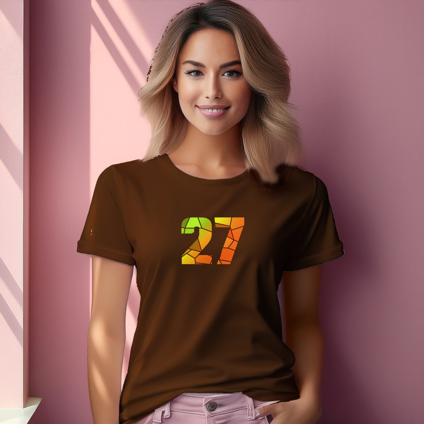 27 Number Women T-Shirt (Brown)