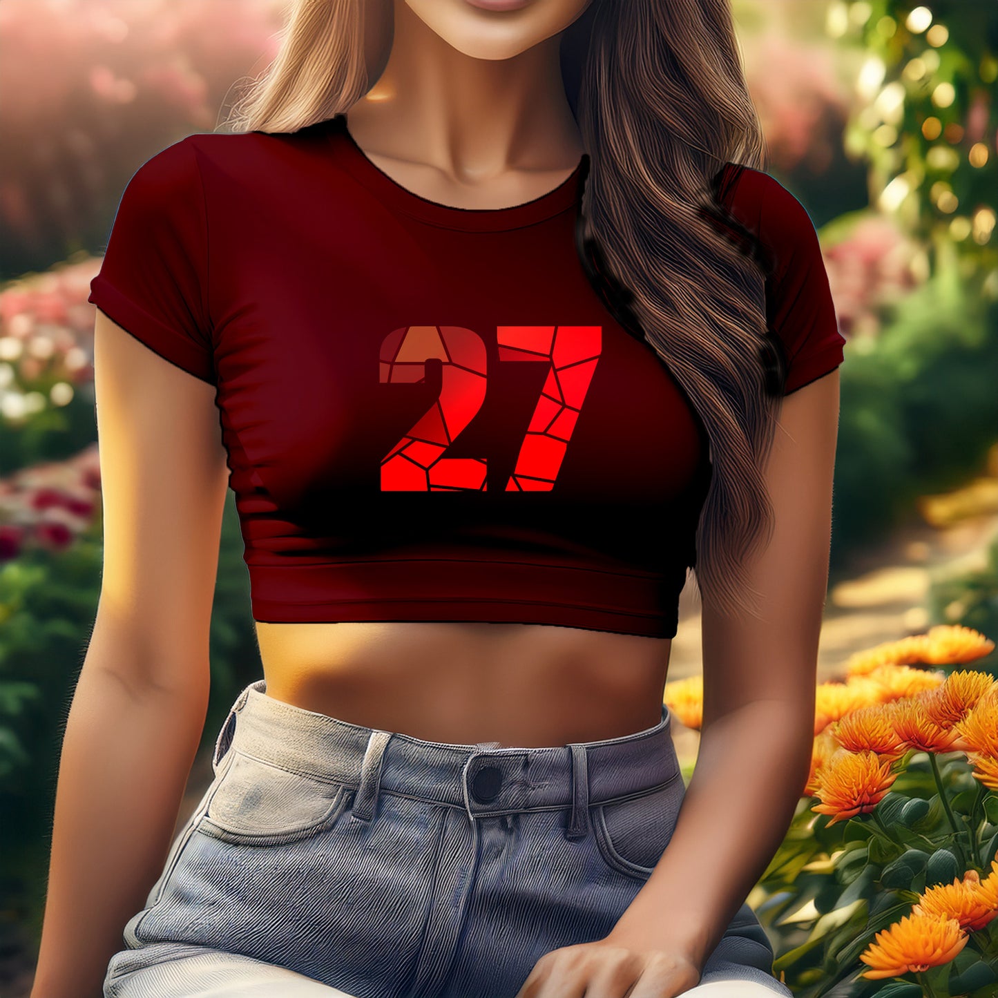 27 Number Women Crop Top (Maroon)