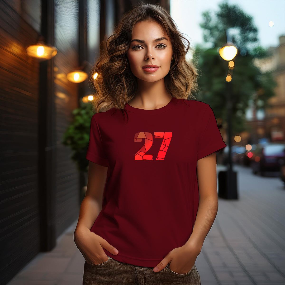 27 Number Women T-Shirt (Maroon)