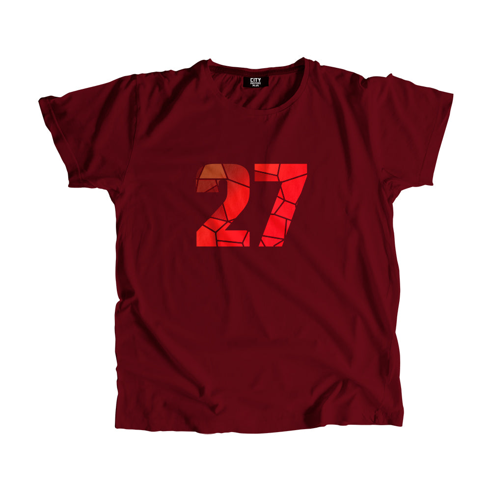 27 Number Men Unisex T-Shirt (Maroon)