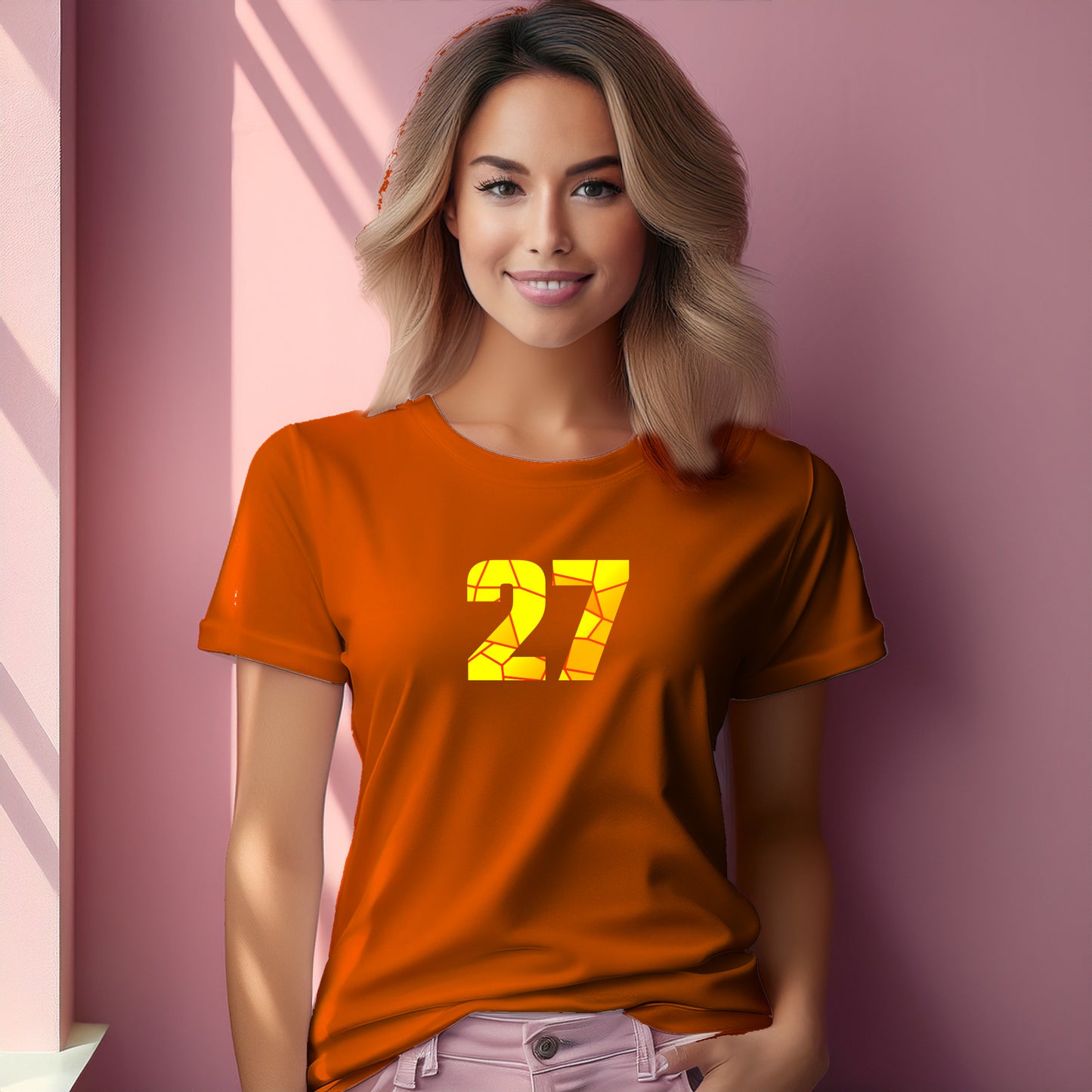 27 Number Women T-Shirt (Orange)