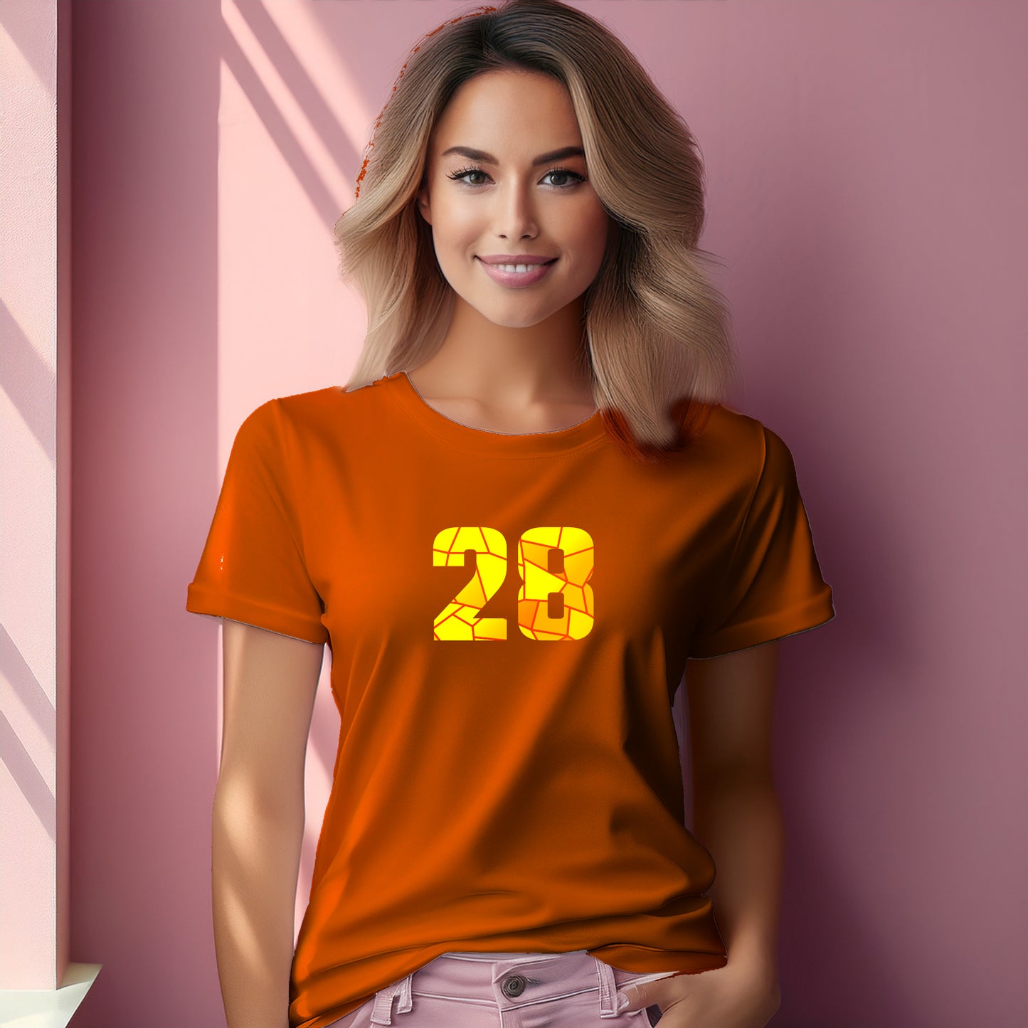 28 Number Women T-Shirt (Orange)