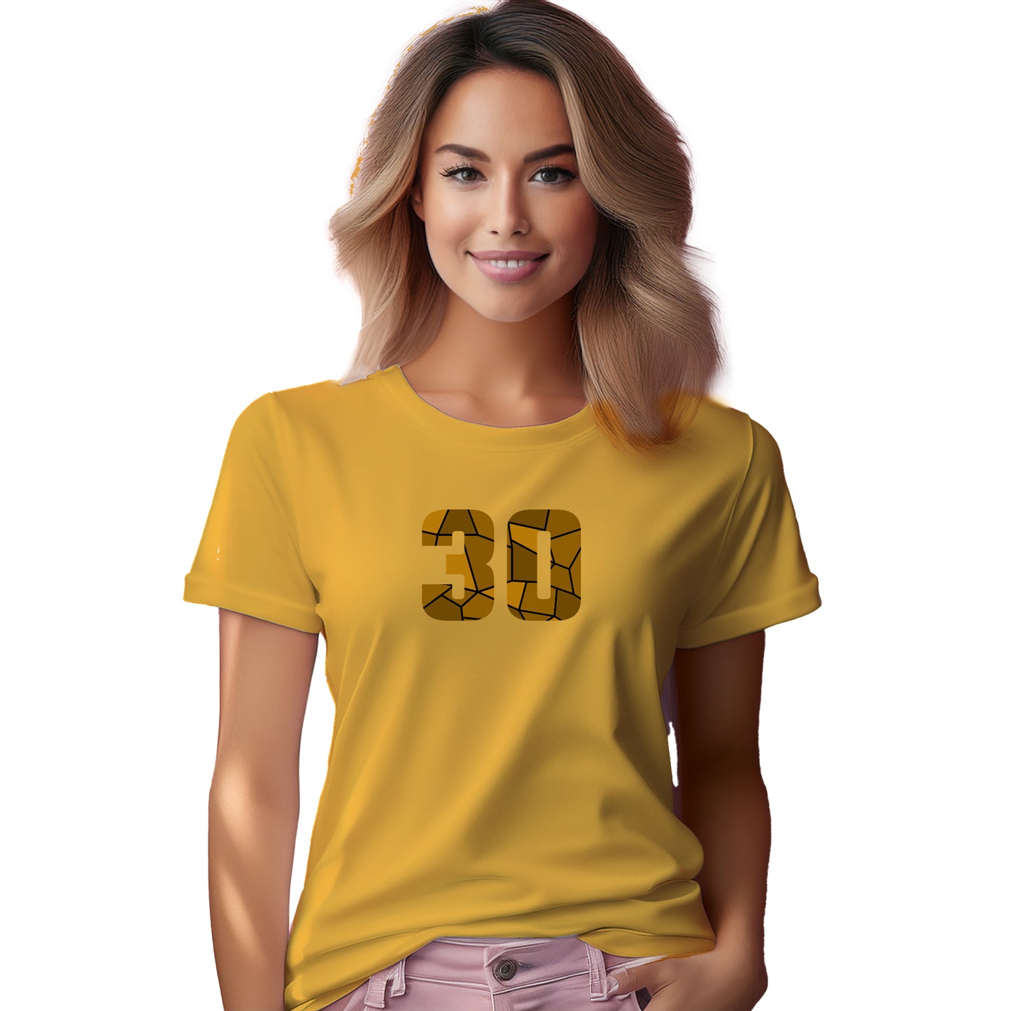 30 Number Women T-Shirt (Golden Yellow)