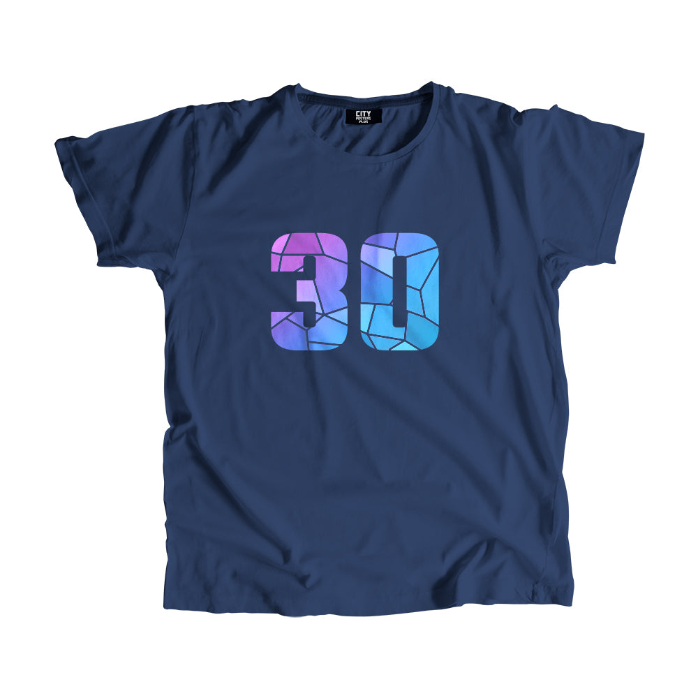 30 Number Men Unisex T-Shirt (Navy Blue)