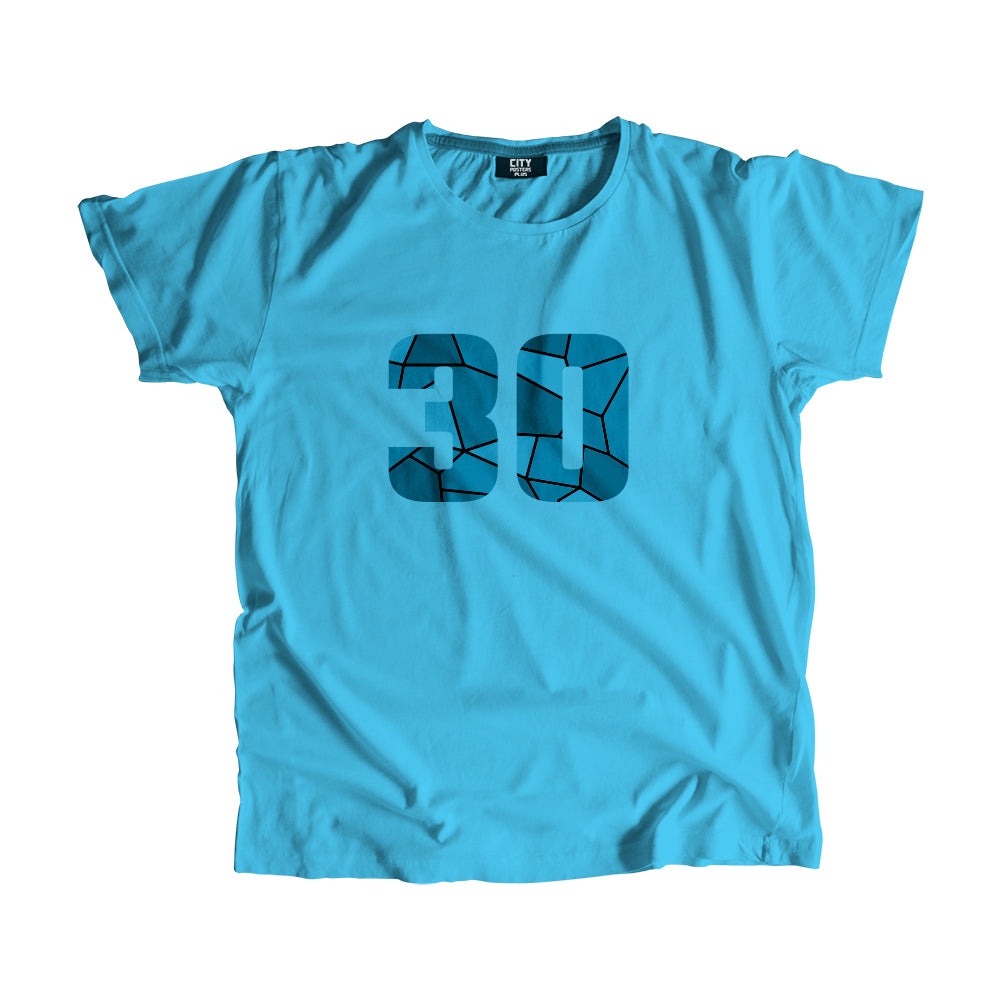 30 Number Men Unisex T-Shirt (Sky Blue)