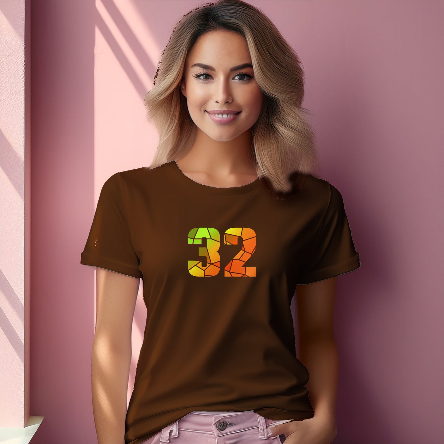 32 Number Women T-Shirt (Brown)